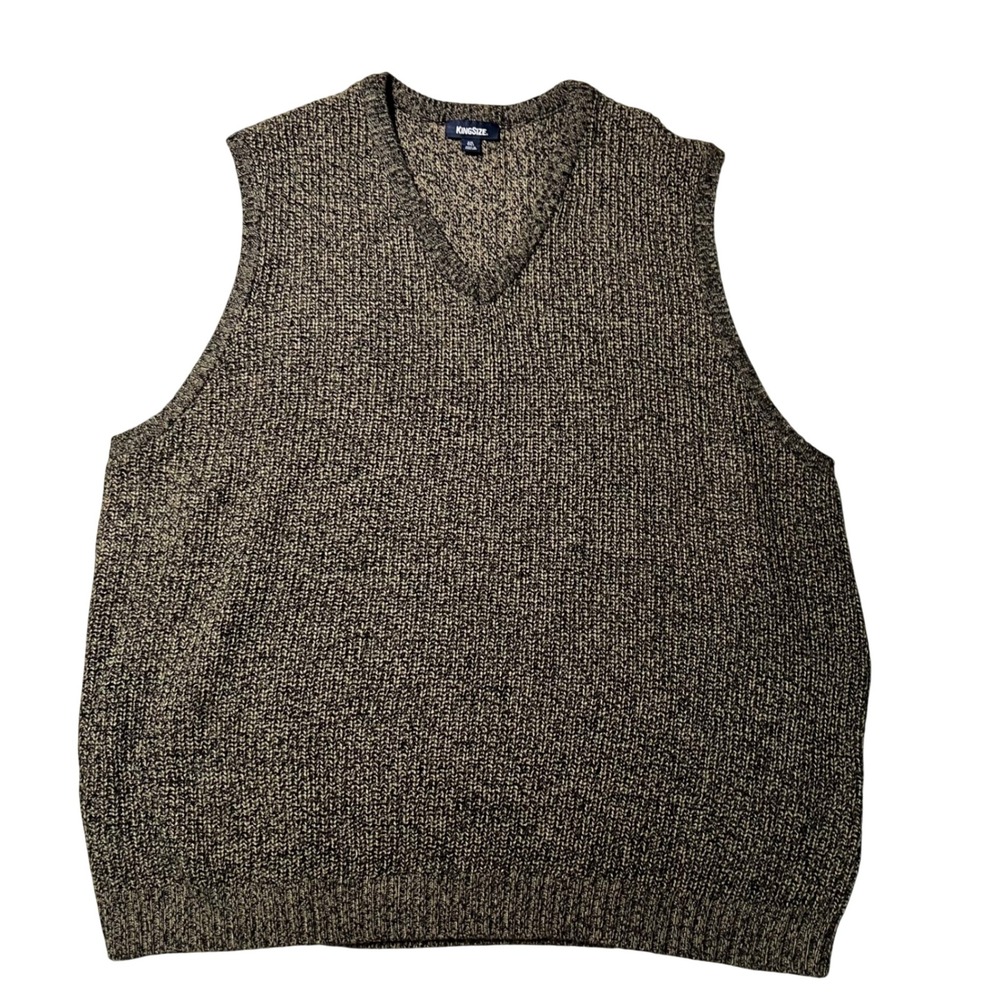 KingSize Mens 5XL Tall V-Neck Sweater Vest Brown Black Marl Knit 64-5522-4